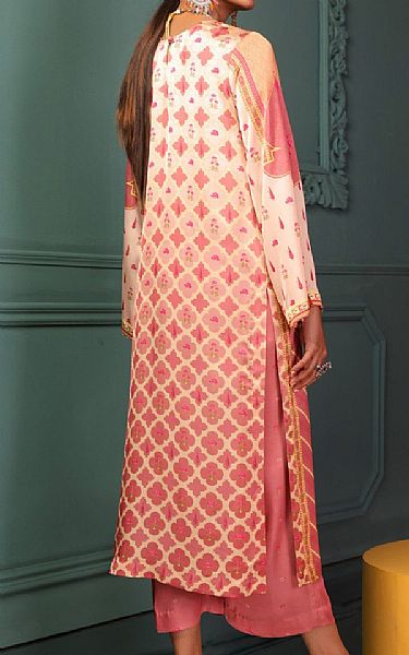 Alkaram Off-white/Tea Rose Silk Suit (2 Pcs) | Pakistani Winter Dresses- Image 2