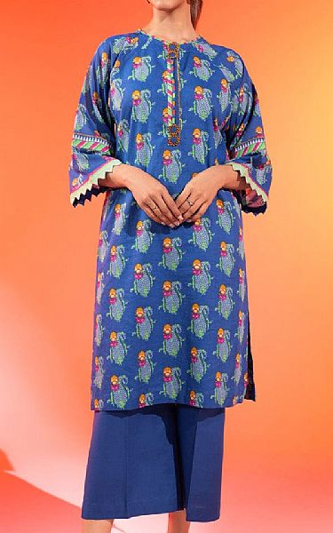 Alkaram Blue Lawn Kurti | Pakistani Lawn Dress in USA- Image 1