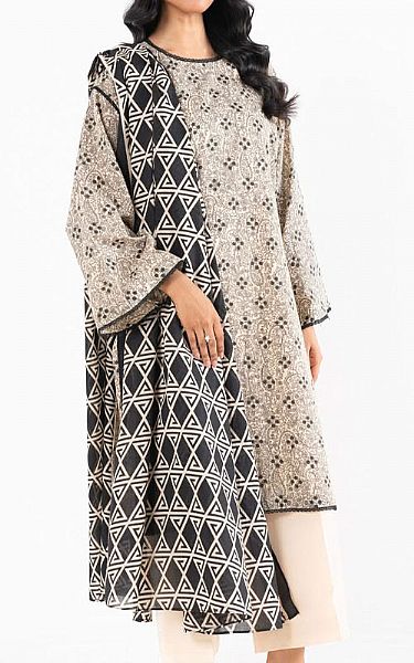 Alkaram Ivory/Black Lawn Suit (2 pcs) | Pakistani Lawn Dress in USA- Image 1
