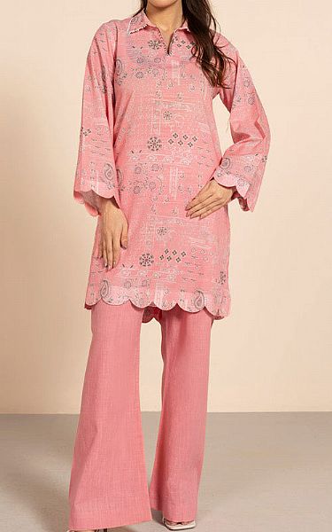 Alkaram Light Pink Khaddar Kurti | Pakistani Winter Dresses in USA- Image 1