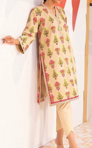 Alkaram Ivory Cambric Kurti | Pakistani Lawn Dress in USA- Image 1