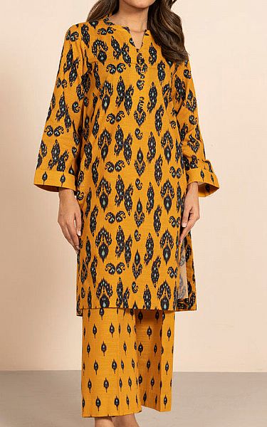 Alkaram Mustard Khaddar Suit (2 Pcs) | Pakistani Winter Dresses in USA- Image 1