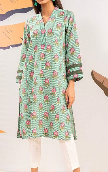 Alkaram Sea Green Cambric Kurti | Pakistani Lawn Dress in USA- Image 1