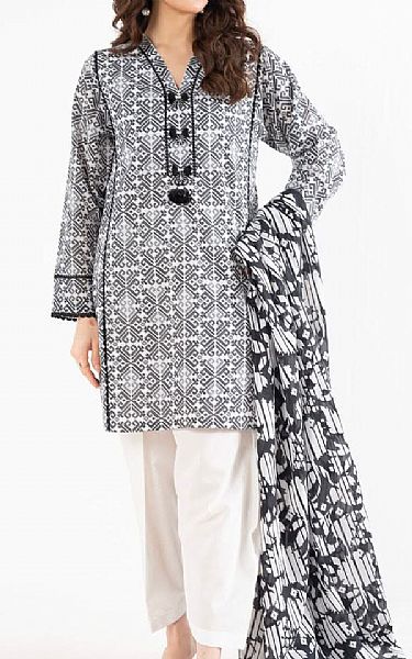 Alkaram White/Black Lawn Suit (2 pcs) | Pakistani Lawn Dress in USA- Image 1