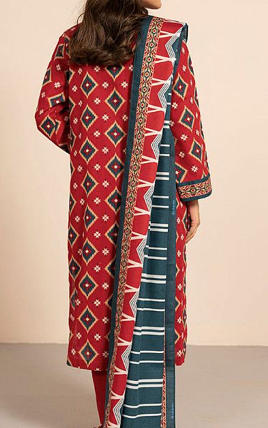 Alkaram Wine Red Khaddar Suit (2 Pcs) | Pakistani Winter Dresses in USA- Image 2