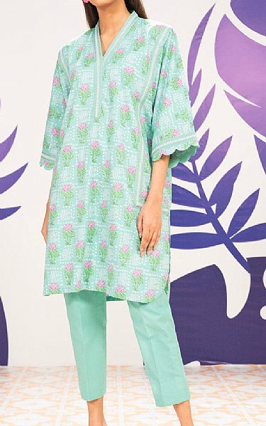 Alkaram Mint Green Cambric Kurti | Pakistani Lawn Dress in USA- Image 1