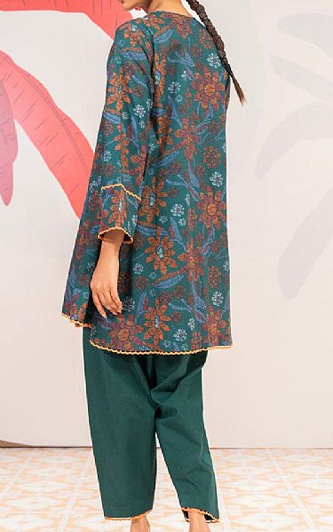 Alkaram Teal Cambric Kurti | Pakistani Lawn Dress in USA- Image 2