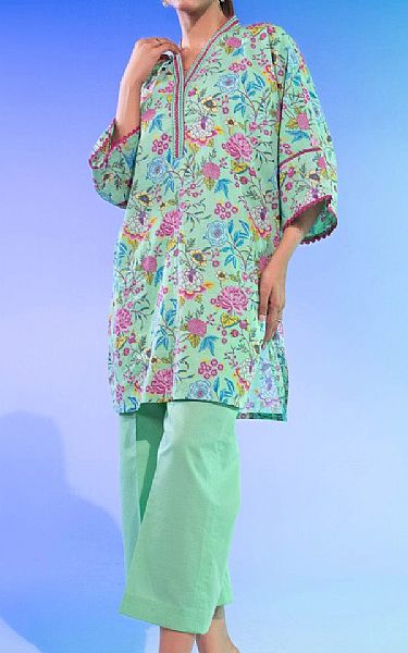 Alkaram Mint Green Lawn Kurti | Pakistani Lawn Dress in USA- Image 1