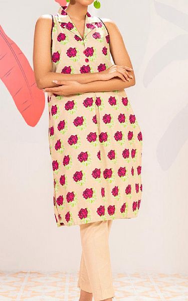 Alkaram Tan Cambric Kurti | Pakistani Lawn Dress in USA- Image 1