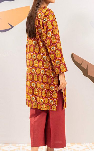 Alkaram Red/Orange Cambric Kurti | Pakistani Lawn Dress in USA- Image 2