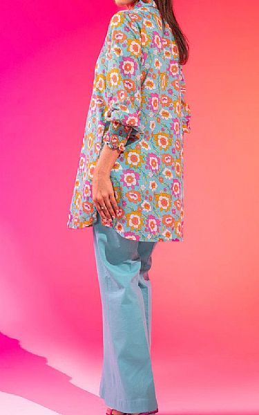 Alkaram Turquoise Lawn Kurti | Pakistani Lawn Dress in USA- Image 2