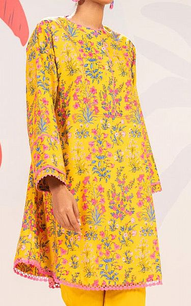 Alkaram Mustard Cambric Kurti | Pakistani Lawn Dress in USA- Image 2
