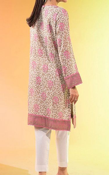 Alkaram Beige/Light Pink Lawn Kurti | Pakistani Lawn Dress in USA- Image 2