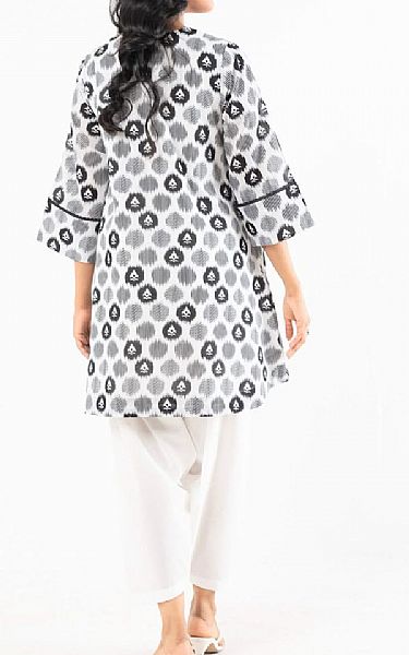 Alkaram White/Grey Lawn Kurti | Pakistani Lawn Dress in USA- Image 2