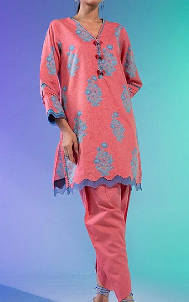 Alkaram Light Carmine Pink Lawn Kurti | Pakistani Lawn Dress in USA- Image 1