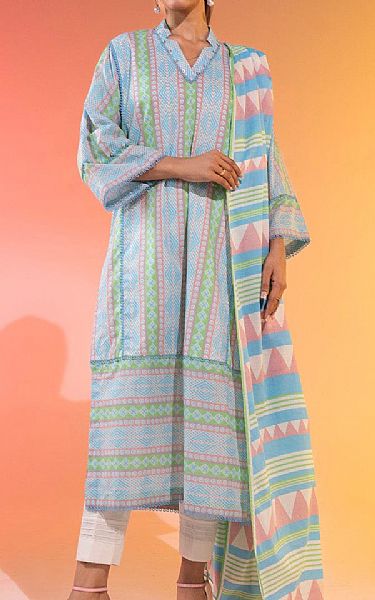 Alkaram Light Blue Lawn Suit (2 pcs) | Pakistani Lawn Dress in USA- Image 1