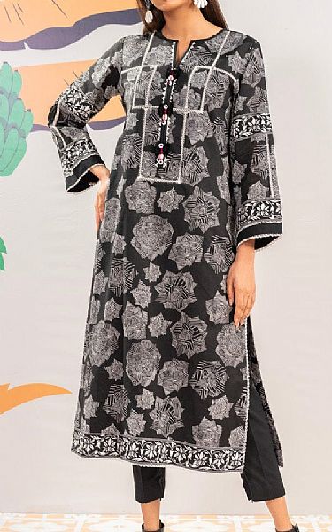 Alkaram Black Cambric Kurti | Pakistani Lawn Dress in USA- Image 1