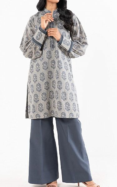 Alkaram Grey Lawn Kurti | Pakistani Lawn Dress in USA- Image 1