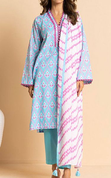 Alkaram Light Turquoise/Pink Cambric Suit (2 pcs) | Pakistani Lawn Dress in USA- Image 1