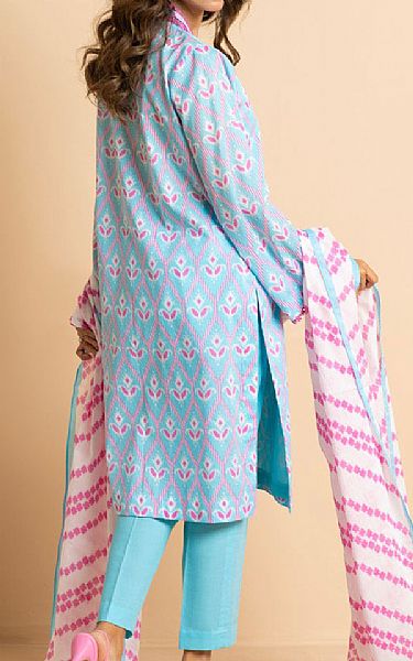 Alkaram Light Turquoise/Pink Cambric Suit (2 pcs) | Pakistani Lawn Dress in USA- Image 2