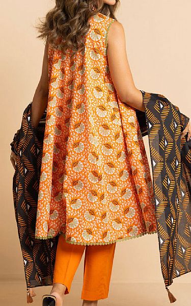 Alkaram Orange Cambric Suit (2 pcs) | Pakistani Lawn Dress in USA- Image 2