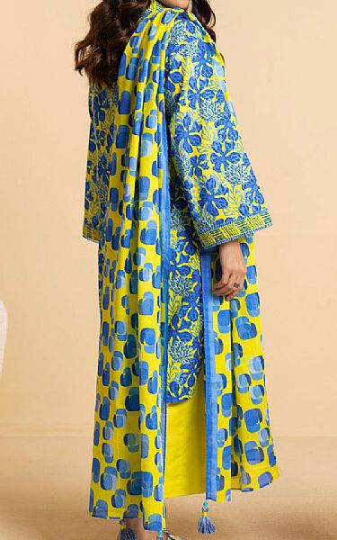 Alkaram Yellow/Blue Cambric Suit (2 pcs) | Pakistani Lawn Dress in USA- Image 2
