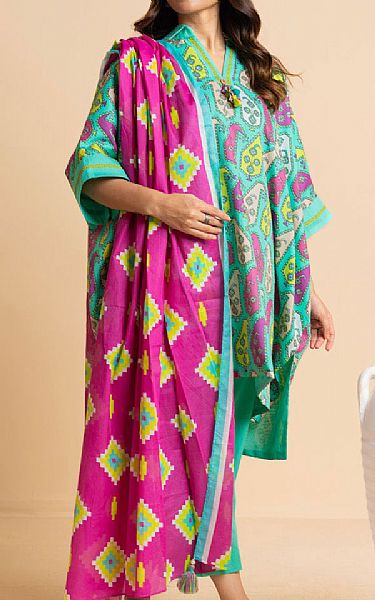 Alkaram Aqua Cambric Suit (2 pcs) | Pakistani Lawn Dress in USA- Image 1