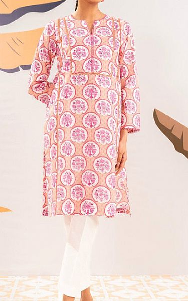 Alkaram Coral Cambric Kurti | Pakistani Lawn Dress in USA- Image 1