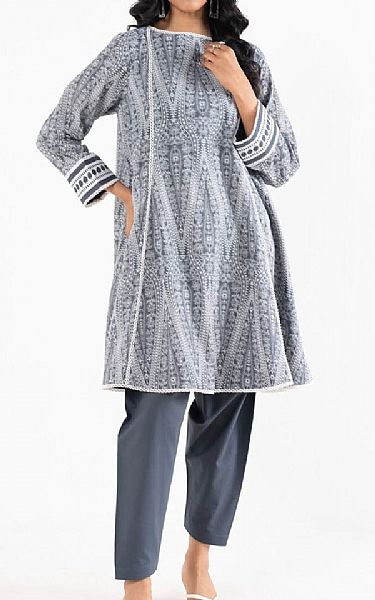 Alkaram Grey Lawn Kurti | Pakistani Lawn Dress in USA- Image 1