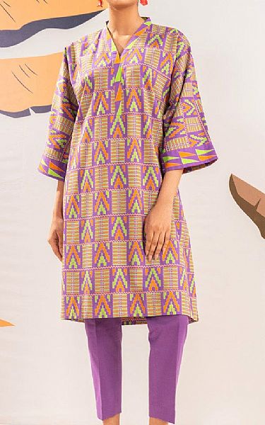 Alkaram Purple Cambric Kurti | Pakistani Lawn Dress in USA- Image 1