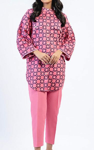 Alkaram Pink Cambric Kurti | Pakistani Winter Dresses- Image 1