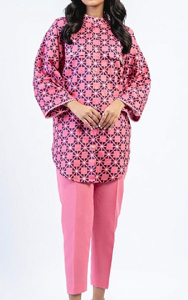 Alkaram Pink Cambric Kurti | Pakistani Winter Dresses in USA- Image 1