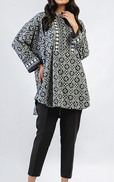 Alkaram Black Cambric Kurti | Pakistani Winter Dresses- Image 1