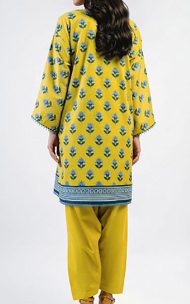 Alkaram Yellow Cambric Kurti | Pakistani Winter Dresses in USA- Image 2