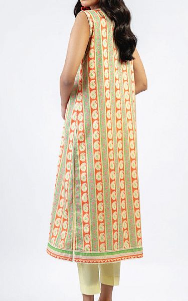 Alkaram Peach Cambric Kurti | Pakistani Winter Dresses- Image 2