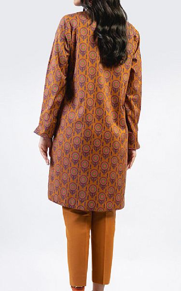Alkaram Dull Orange Cambric Kurti | Pakistani Winter Dresses in USA- Image 2