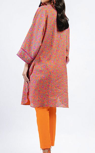 Alkaram Orange Cambric Kurti | Pakistani Winter Dresses- Image 2