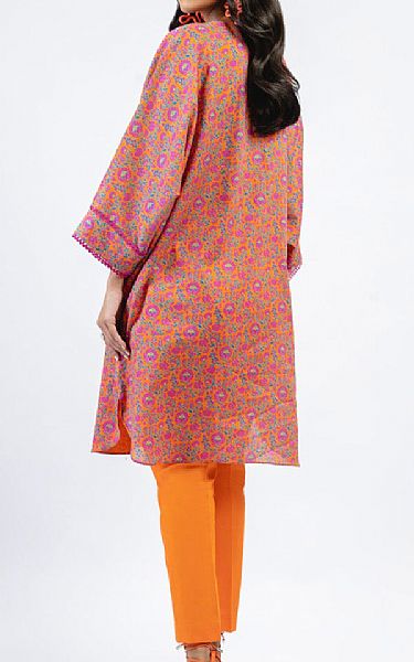 Alkaram Orange Cambric Kurti | Pakistani Winter Dresses in USA- Image 2