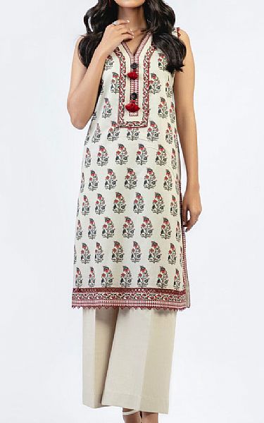 Alkaram Light Grey Cambric Kurti | Pakistani Winter Dresses- Image 1