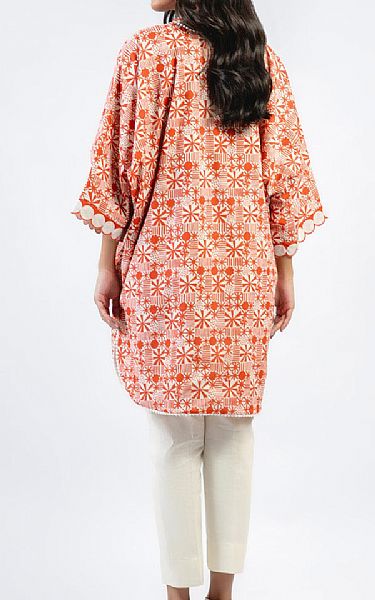 Alkaram Orange Cambric Kurti | Pakistani Winter Dresses- Image 2