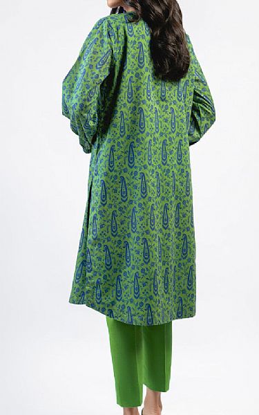 Alkaram Flat Green Cambric Kurti | Pakistani Winter Dresses- Image 2