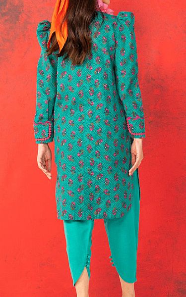 Alkaram Turquoise Khaddar Kurti | Pakistani Winter Dresses- Image 2