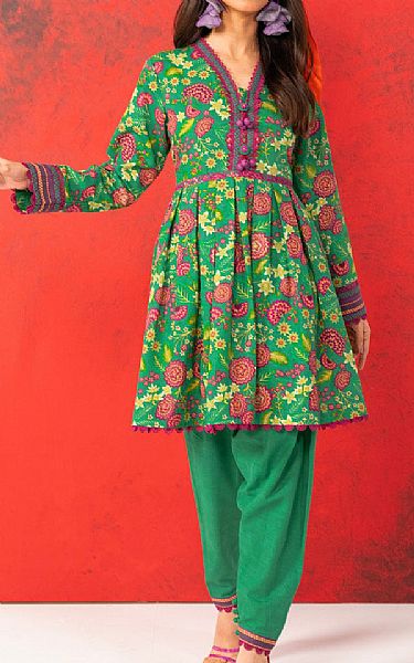Alkaram Sea Green Khaddar Kurti | Pakistani Winter Dresses- Image 1