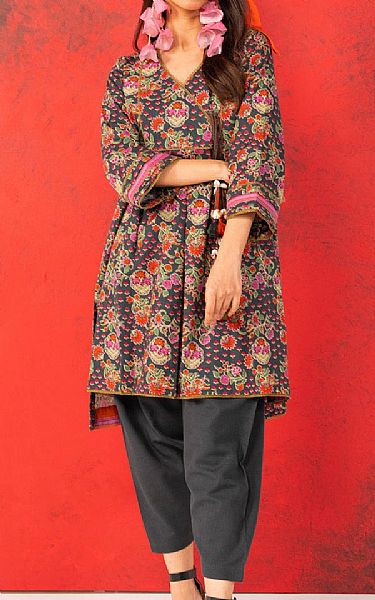 Alkaram Black Khaddar Kurti | Pakistani Winter Dresses- Image 1