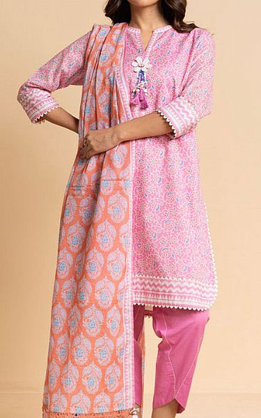 Alkaram Pink Lawn Suit | Pakistani Lawn Dress in USA- Image 1