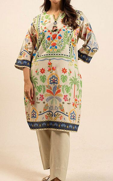 Alkaram Ivory Lawn Kurti | Pakistani Lawn Dress in USA- Image 1