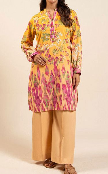Alkaram Yellow Lawn Kurti | Pakistani Lawn Dress in USA- Image 1