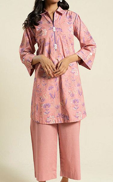 Alkaram Pink Lawn Kurti | Pakistani Lawn Dress in USA- Image 1