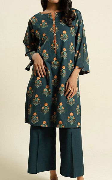 Alkaram Dark Green Lawn Kurti | Pakistani Lawn Dress in USA- Image 1