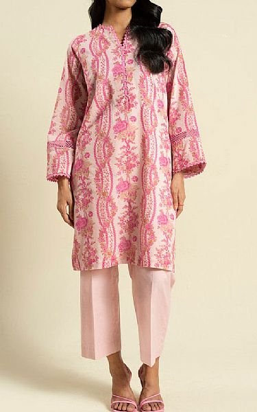 Alkaram Baby Pink Lawn Kurti | Pakistani Lawn Dress in USA- Image 1